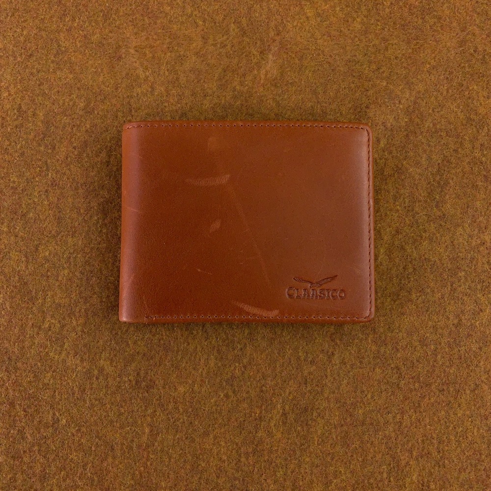 Claasico Mens OS Brown Leather Bifold ID Window Wallet New